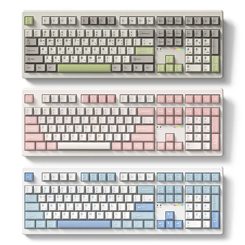 FL-ESPORTS NX108 유무선 블루투스 풀배열 기계식 키보드 크림 말차, 저소음 파도축 펀키스